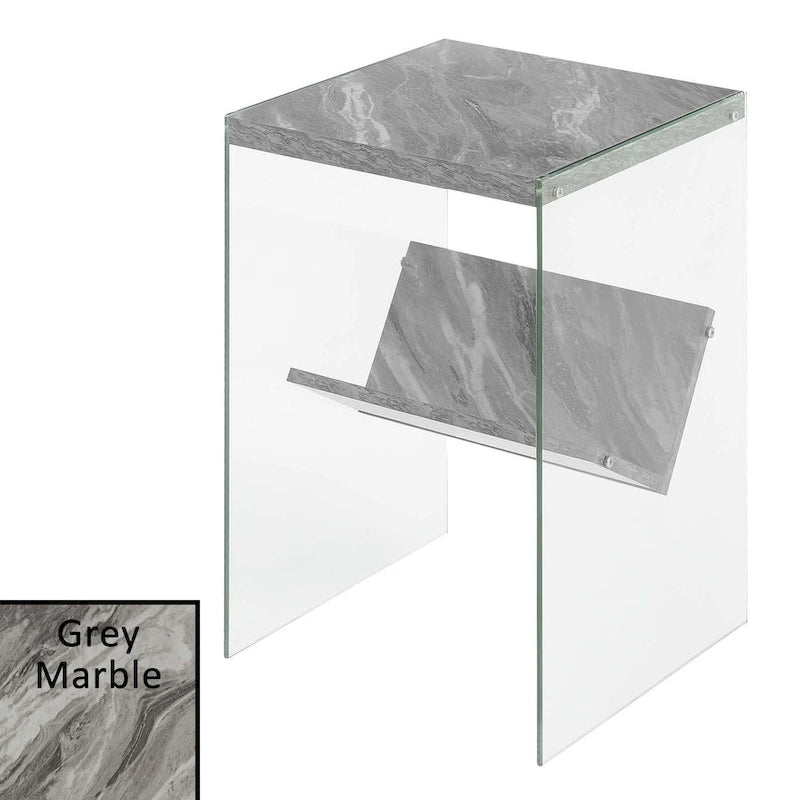 Table basse en verre avec étagère inférieure, style minimaliste moderne, table d'appoint de salon