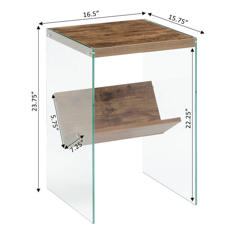 Table basse en verre avec étagère inférieure, style minimaliste moderne, table d'appoint de salon