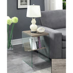 Table basse en verre avec étagère inférieure, style minimaliste moderne, table d'appoint de salon