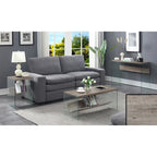 Table basse en verre avec étagère inférieure, style minimaliste moderne, table d'appoint de salon