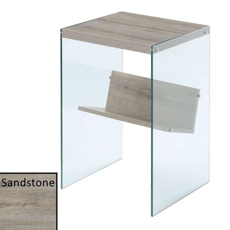 Table basse en verre avec étagère inférieure, style minimaliste moderne, table d'appoint de salon