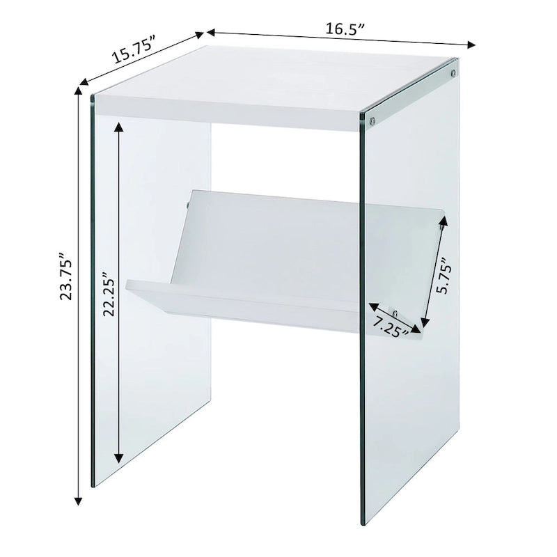 Table basse en verre avec étagère inférieure, style minimaliste moderne, table d'appoint de salon