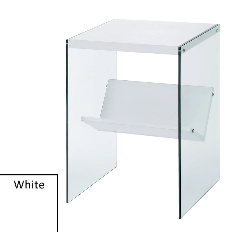 Table basse en verre avec étagère inférieure, style minimaliste moderne, table d'appoint de salon