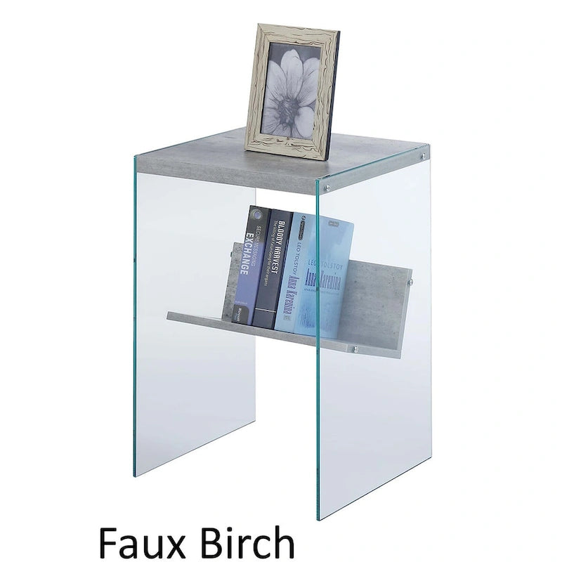Table basse en verre avec étagère inférieure, style minimaliste moderne, table d'appoint de salon