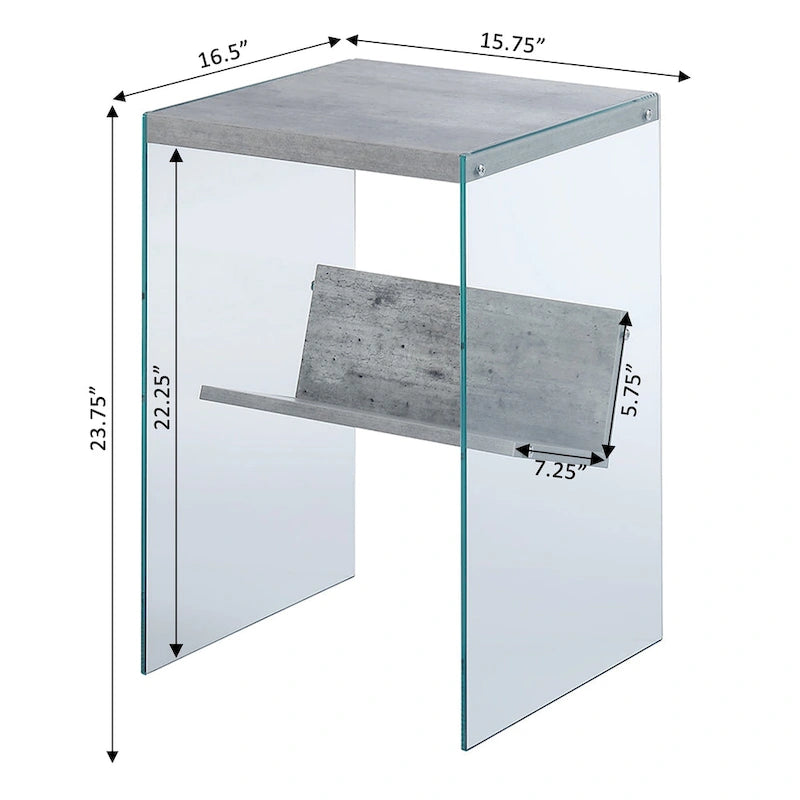 Table basse en verre avec étagère inférieure, style minimaliste moderne, table d'appoint de salon