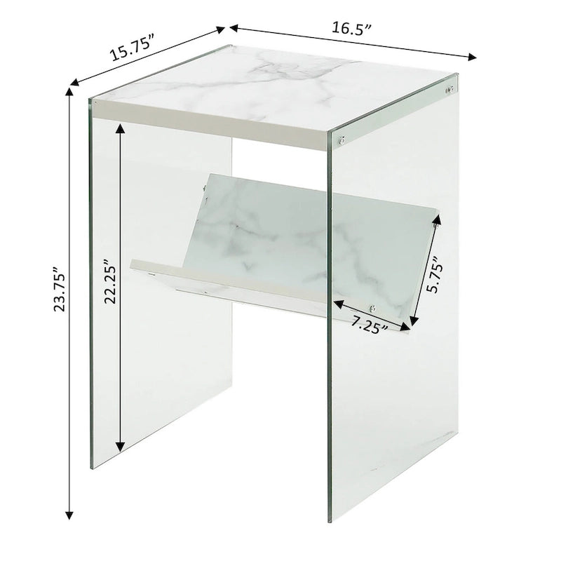 Table basse en verre avec étagère inférieure, style minimaliste moderne, table d'appoint de salon