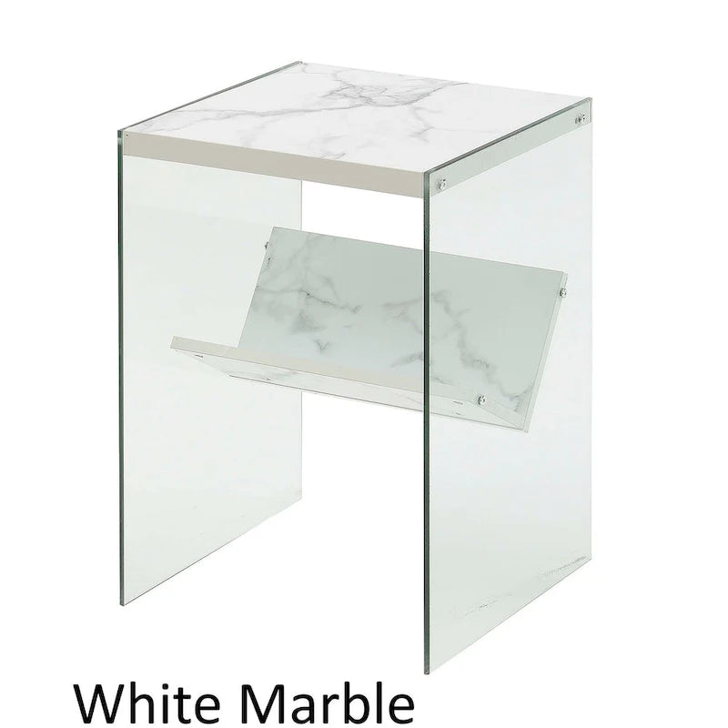 Table basse en verre avec étagère inférieure, style minimaliste moderne, table d'appoint de salon