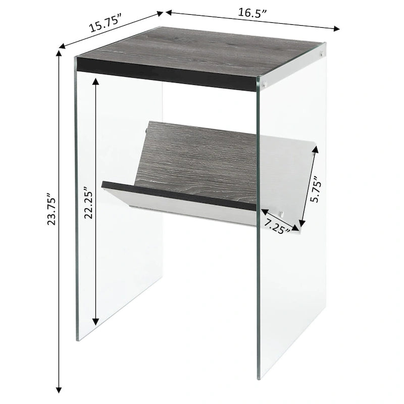 Table basse en verre avec étagère inférieure, style minimaliste moderne, table d'appoint de salon