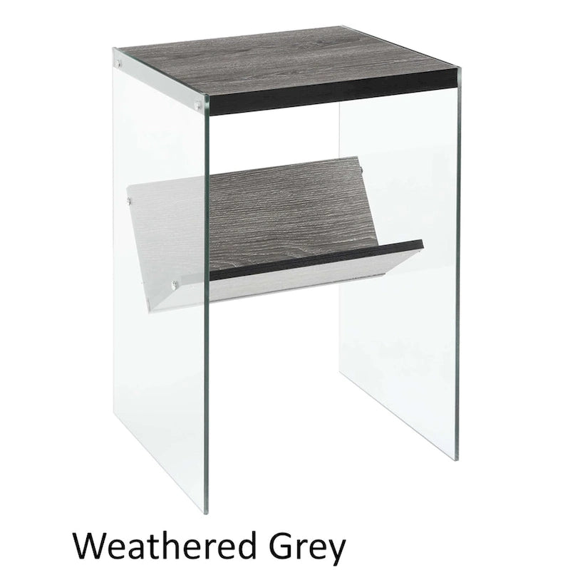 Table basse en verre avec étagère inférieure, style minimaliste moderne, table d'appoint de salon