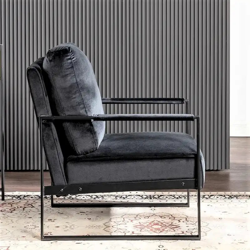 Chaise Hosam 25.4 en velours et métal avec accoudoirs