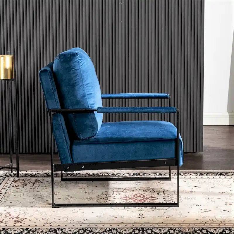 Chaise Hosam 25.4 en velours et métal avec accoudoirs