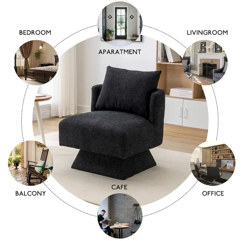 Fauteuils pivotants à 360 degrés en chenille pour salon et chambre à coucher
