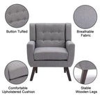 Fauteuil moderne en lin touffeté avec accoudoirs
