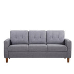 Canapé Rembourré Capitonnage Style Mid-Century, Dossier Capitonnage, Pieds en Bois Massif, Salon