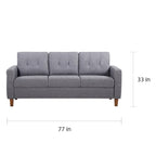 Canapé Rembourré Capitonnage Style Mid-Century, Dossier Capitonnage, Pieds en Bois Massif, Salon