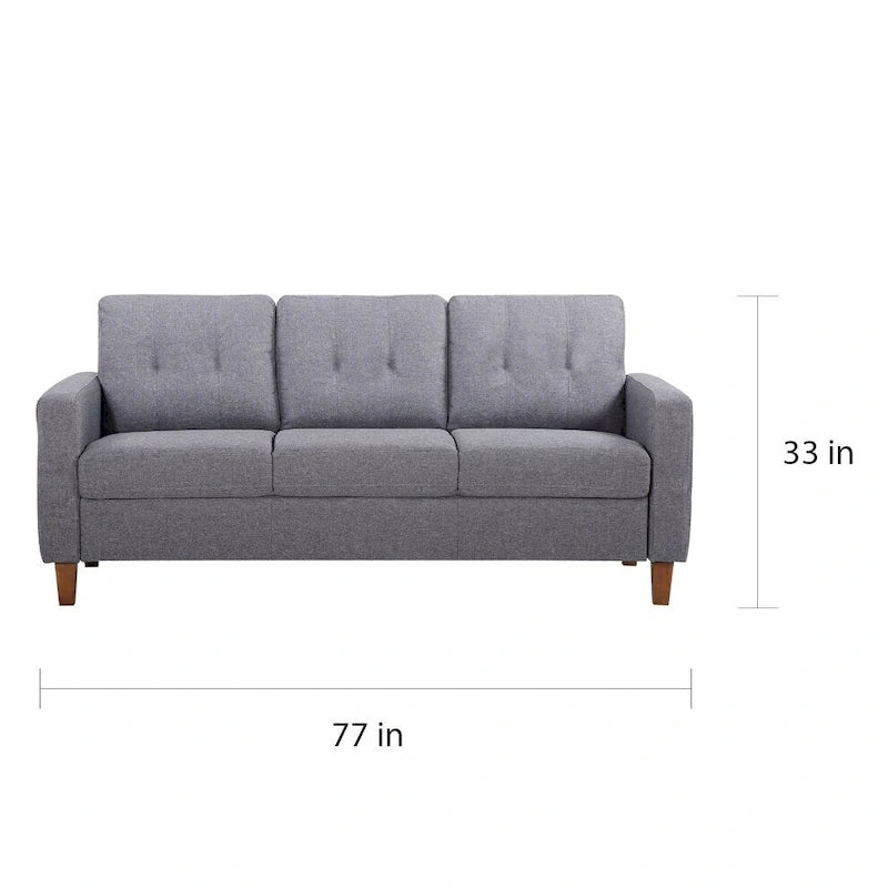 Canapé Rembourré Capitonnage Style Mid-Century, Dossier Capitonnage, Pieds en Bois Massif, Salon