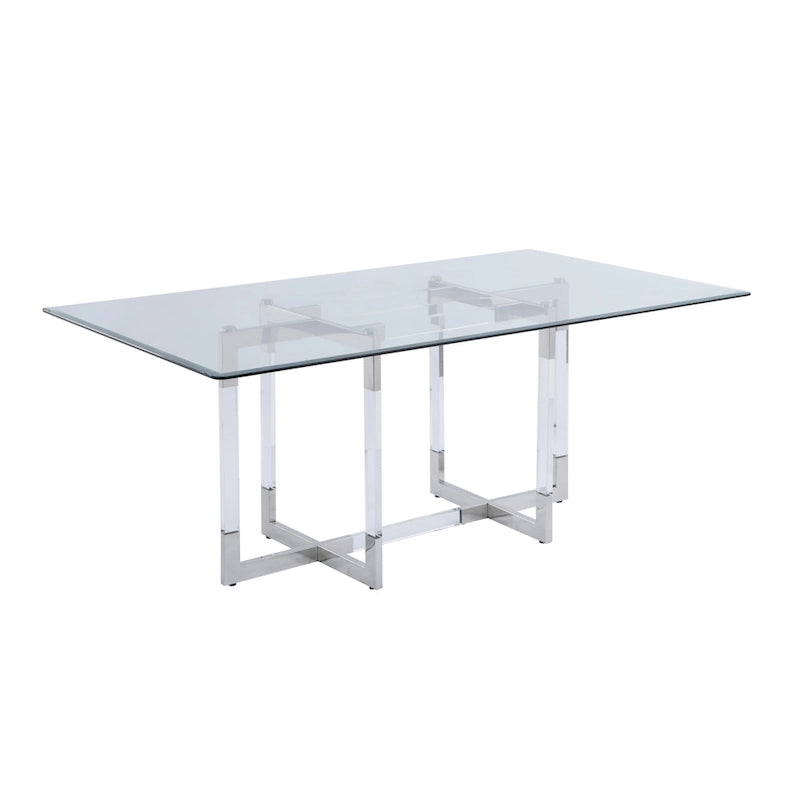 Ensemble de salle à manger 5 pièces en verre et acrylique, style moderne, table ronde avec 4 chaises, salle à manger
