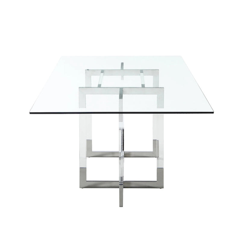 Ensemble de salle à manger 5 pièces en verre et acrylique, style moderne, table ronde avec 4 chaises, salle à manger