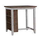 Ensemble de salle à manger 3 pièces hauteur comptoir, table bibliothèque avec 2 tabourets rembourrés, en acacia et hévéa