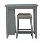 Ensemble de salle à manger 3 pièces hauteur comptoir, table bibliothèque avec 2 tabourets rembourrés, en acacia et hévéa