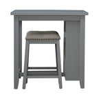 Ensemble de salle à manger 3 pièces hauteur comptoir, table bibliothèque avec 2 tabourets rembourrés, en acacia et hévéa