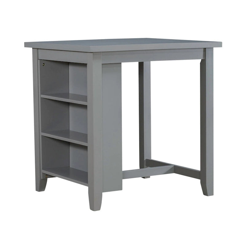 Ensemble de salle à manger 3 pièces hauteur comptoir, table bibliothèque avec 2 tabourets rembourrés, en acacia et hévéa
