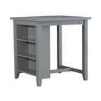 Ensemble de salle à manger 3 pièces hauteur comptoir, table bibliothèque avec 2 tabourets rembourrés, en acacia et hévéa