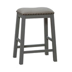 Ensemble de salle à manger 3 pièces hauteur comptoir, table bibliothèque avec 2 tabourets rembourrés, en acacia et hévéa