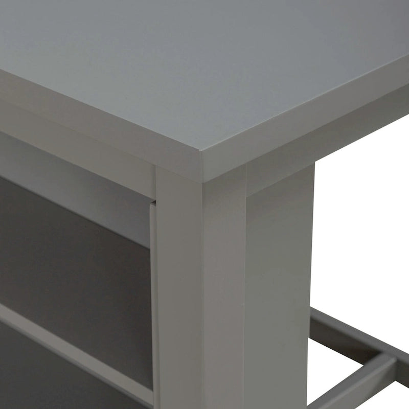 Ensemble de salle à manger 3 pièces hauteur comptoir, table bibliothèque avec 2 tabourets rembourrés, en acacia et hévéa