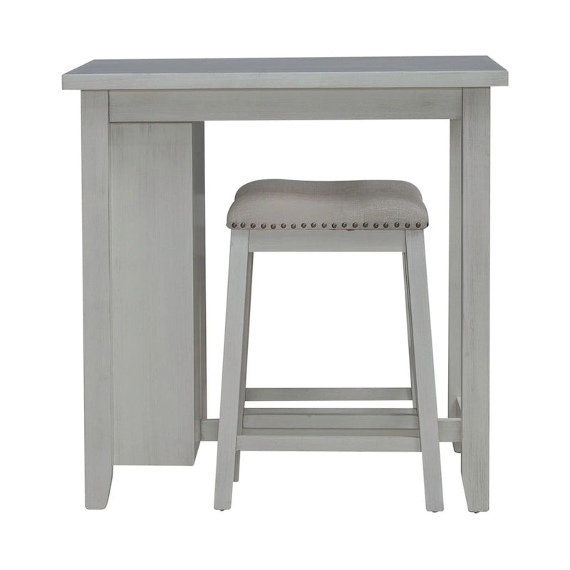 Ensemble de salle à manger 3 pièces hauteur comptoir, table bibliothèque avec 2 tabourets rembourrés, en acacia et hévéa