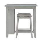 Ensemble de salle à manger 3 pièces hauteur comptoir, table bibliothèque avec 2 tabourets rembourrés, en acacia et hévéa