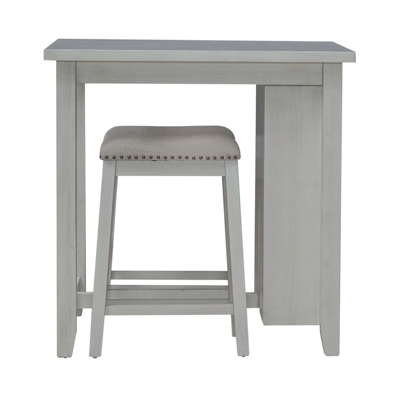 Ensemble de salle à manger 3 pièces hauteur comptoir, table bibliothèque avec 2 tabourets rembourrés, en acacia et hévéa