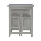 Ensemble de salle à manger 3 pièces hauteur comptoir, table bibliothèque avec 2 tabourets rembourrés, en acacia et hévéa