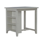 Ensemble de salle à manger 3 pièces hauteur comptoir, table bibliothèque avec 2 tabourets rembourrés, en acacia et hévéa