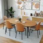Ensemble de salle à manger 7 pièces, cadre en acier noir, table rectangulaire avec 6 chaises, style industriel moderne