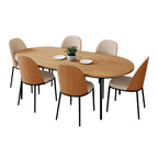 Ensemble de salle à manger 7 pièces, cadre en acier noir, table rectangulaire avec 6 chaises, style industriel moderne