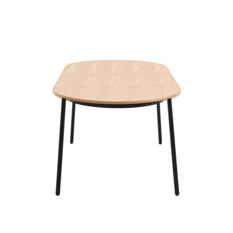 Ensemble de salle à manger 7 pièces, cadre en acier noir, table rectangulaire avec 6 chaises, style industriel moderne