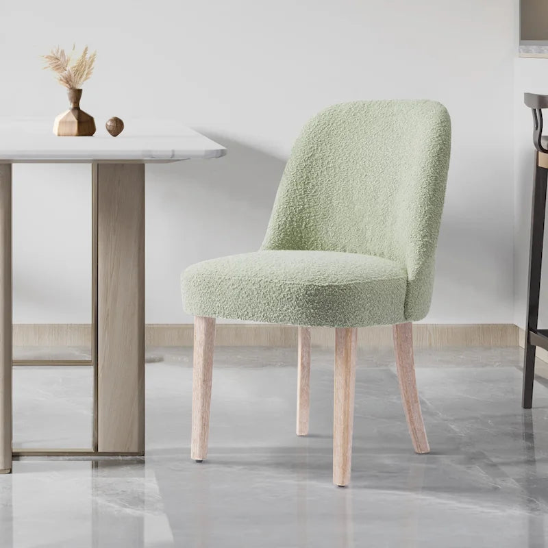 Chaise d'appoint rembourrée en polyester bouclé - Résistante à l'eau et aux taches