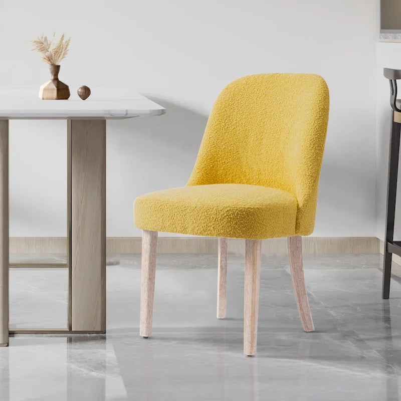 Chaise d'appoint rembourrée en polyester bouclé - Résistante à l'eau et aux taches