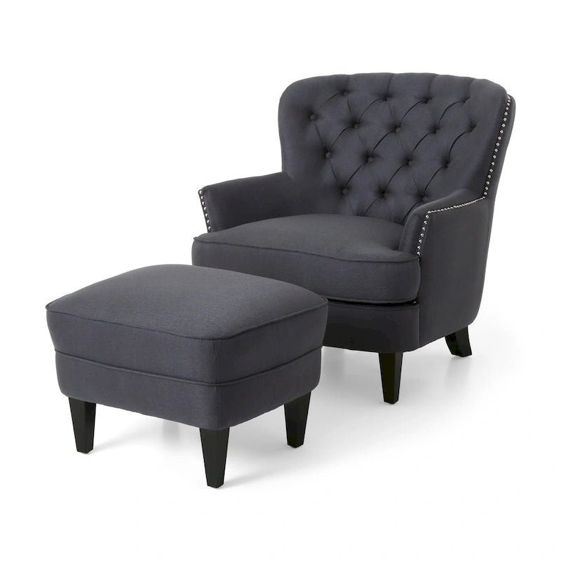 Ensemble fauteuil club et ottoman, fauteuil d'appoint rembourré avec repose-pieds, salon