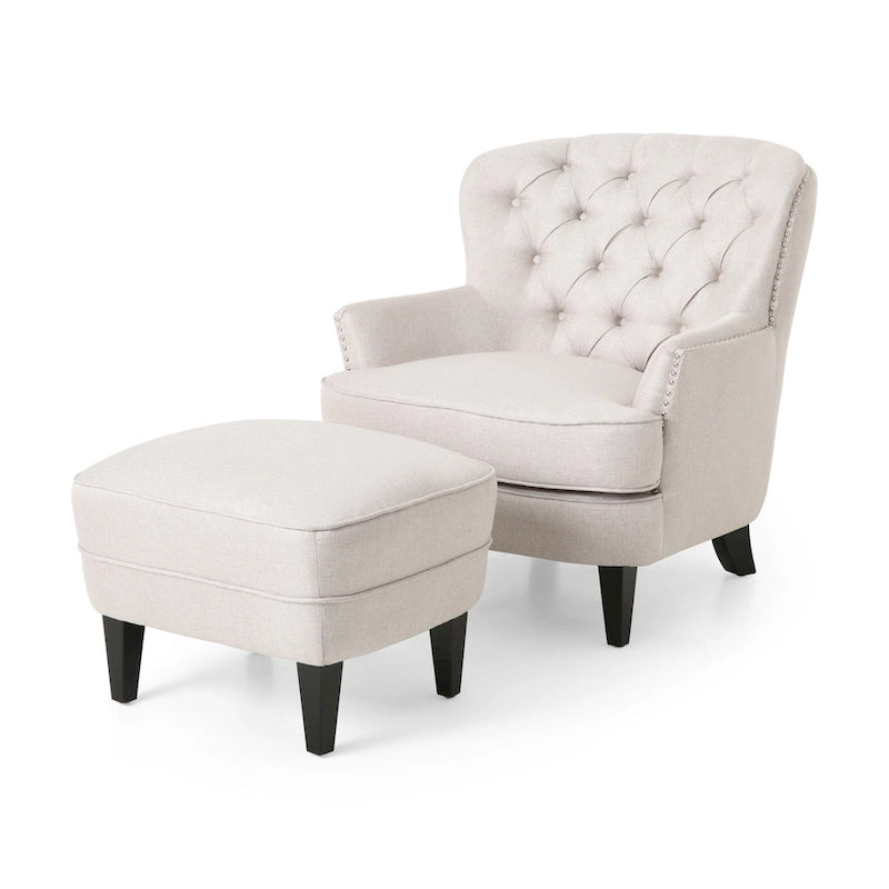 Ensemble fauteuil club et ottoman, fauteuil d'appoint rembourré avec repose-pieds, salon