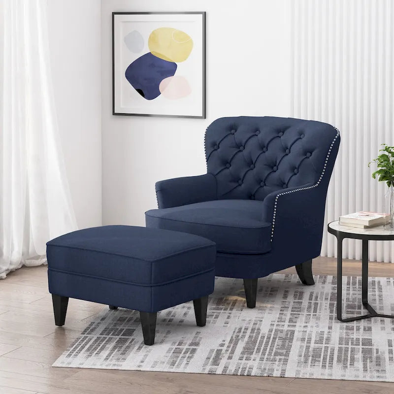 Ensemble fauteuil club et ottoman, fauteuil d'appoint rembourré avec repose-pieds, salon