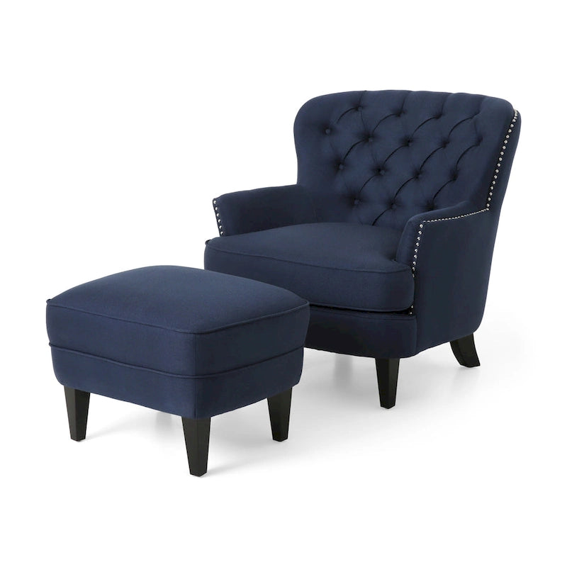 Ensemble fauteuil club et ottoman, fauteuil d'appoint rembourré avec repose-pieds, salon