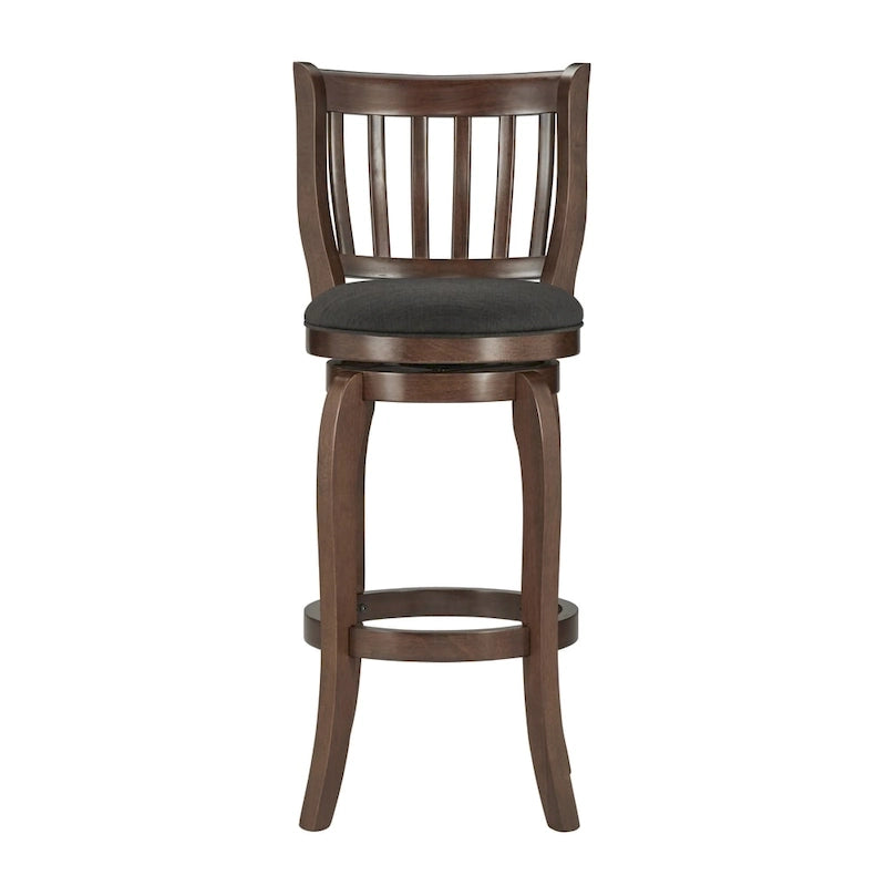 Tabouret de bar pivotant à haut dossier de 74 cm, revêtement en lin moderne, base pivotante à 360°, hauteur de comptoir