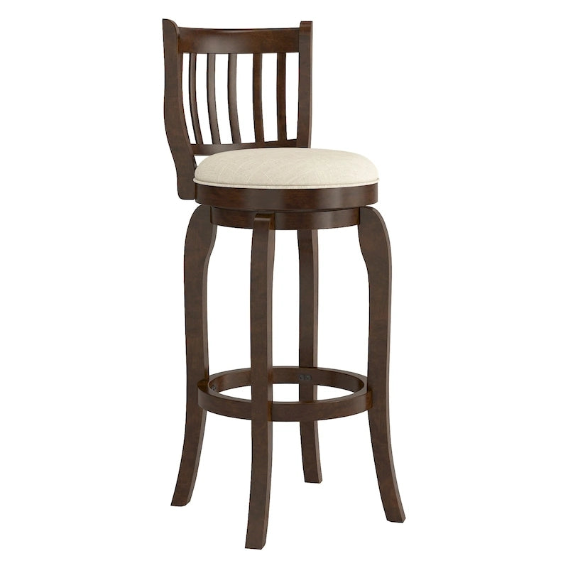 Tabouret de bar pivotant à haut dossier de 74 cm, revêtement en lin moderne, base pivotante à 360°, hauteur de comptoir