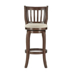 Tabouret de bar pivotant à haut dossier de 74 cm, revêtement en lin moderne, base pivotante à 360°, hauteur de comptoir