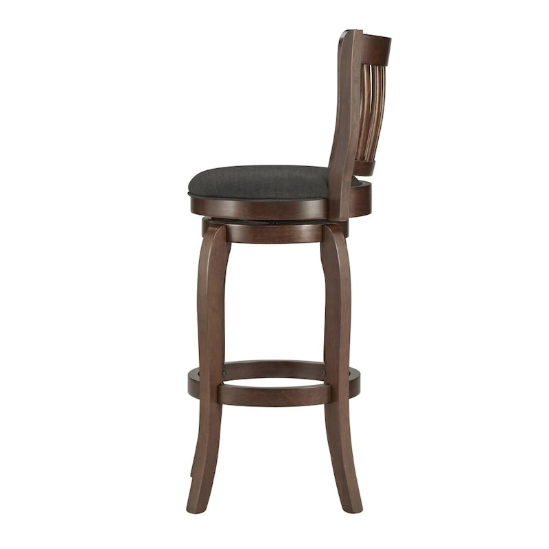 Tabouret de bar pivotant à haut dossier de 74 cm, revêtement en lin moderne, base pivotante à 360°, hauteur de comptoir
