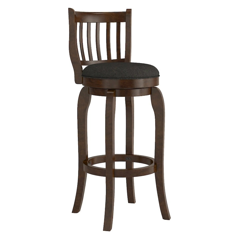 Tabouret de bar pivotant à haut dossier de 74 cm, revêtement en lin moderne, base pivotante à 360°, hauteur de comptoir