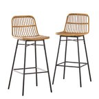 Tabouret de bar 75 cm, assise rembourrée, cadre en bois, pour îlot de cuisine et comptoir de bar