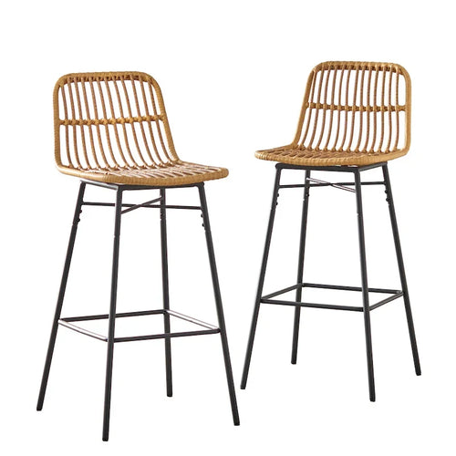 Tabouret de bar 75 cm, assise rembourrée, cadre en bois, pour îlot de cuisine et comptoir de bar